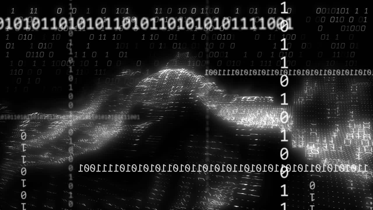 Animation of binary coding and data processing