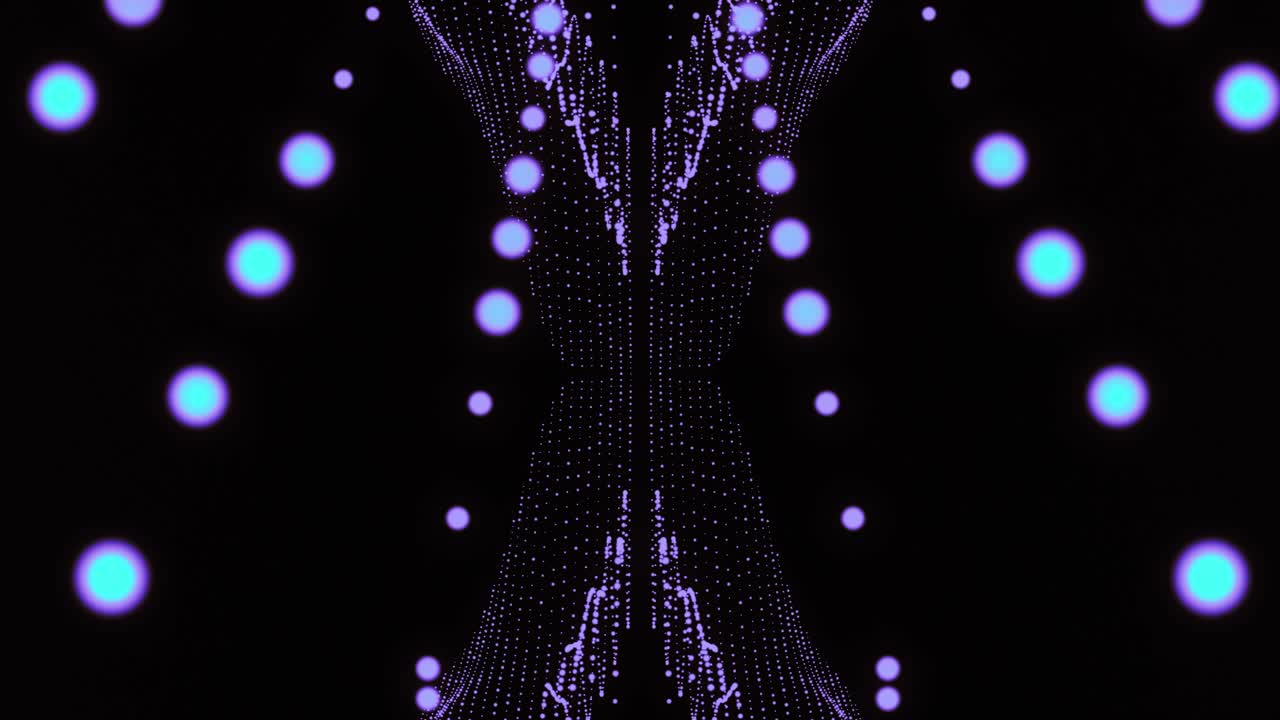 Animation Of Purple Dots Moving Like A Wave In Black Background
