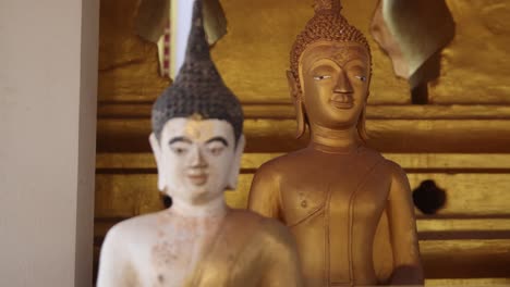 ancient buddha statue on the interior of pha that luang golden stupa buddhist temple in vientiane, laos