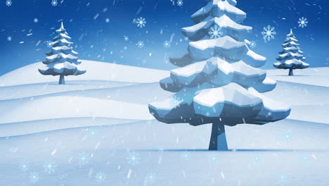 animation of snow falling over winter landscape