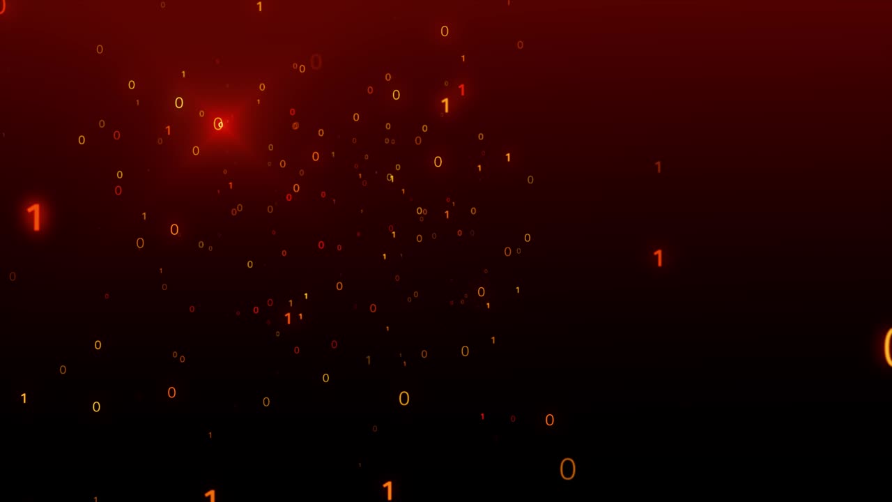 Digital red binary data scan loop background stok video