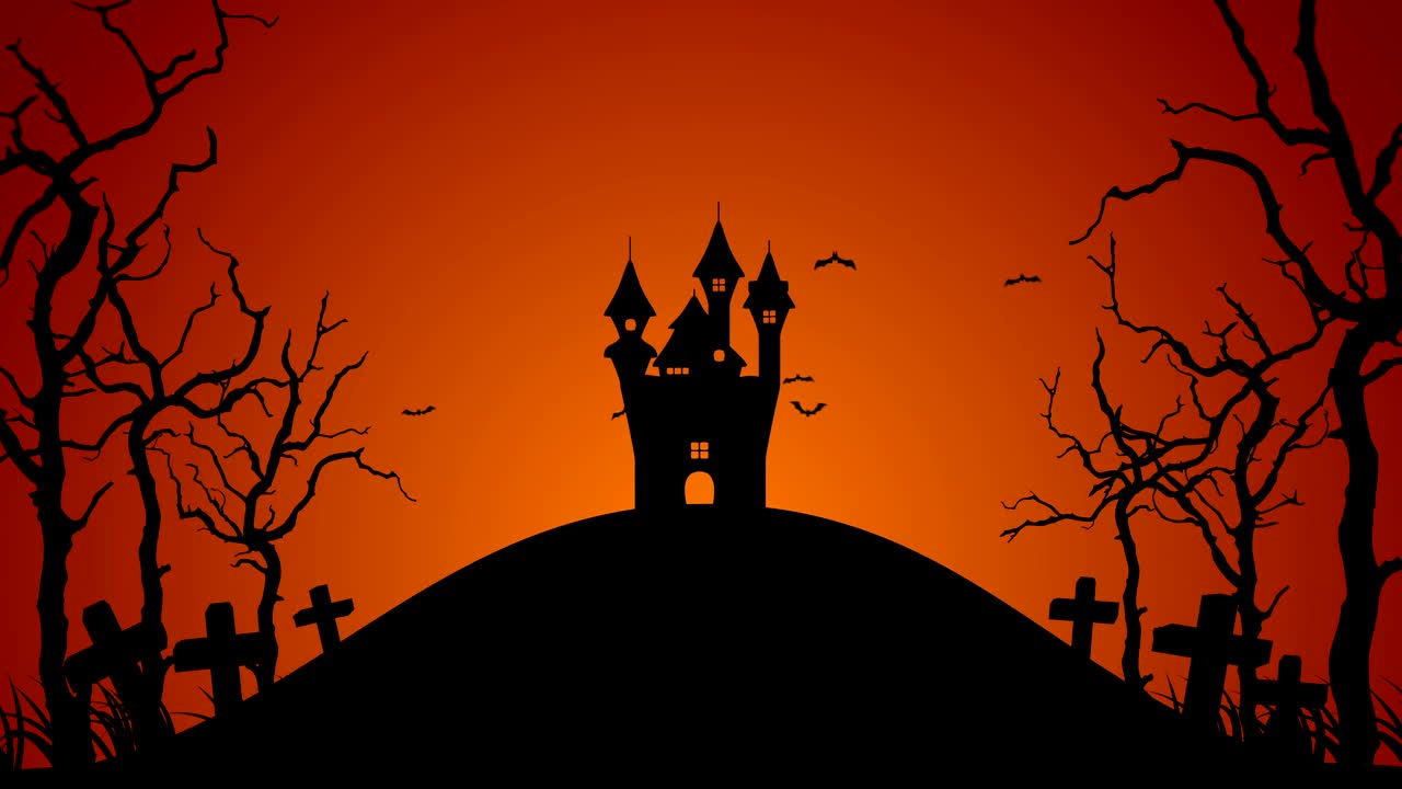 Sfondo con sagome spettrali di Halloween, in loop