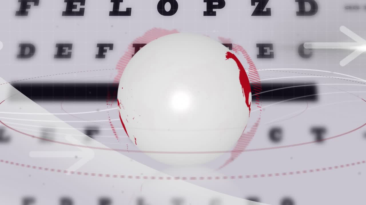 Animation of data processing over globe and letters