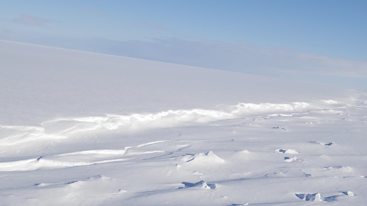 The Antarctic ice shelf seen from a helicopter