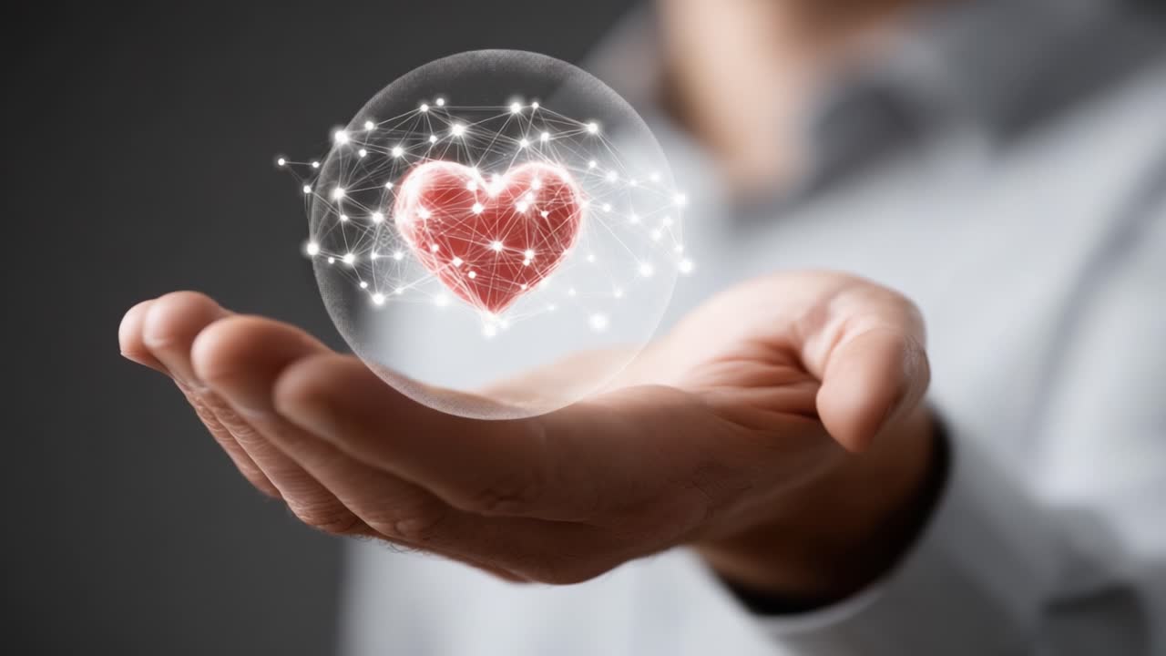 A Glowing Heart Encased in Light: A Visual Representation of Love and Compassion, Evoking Emotions and Connection Through Modern Digital Imagery