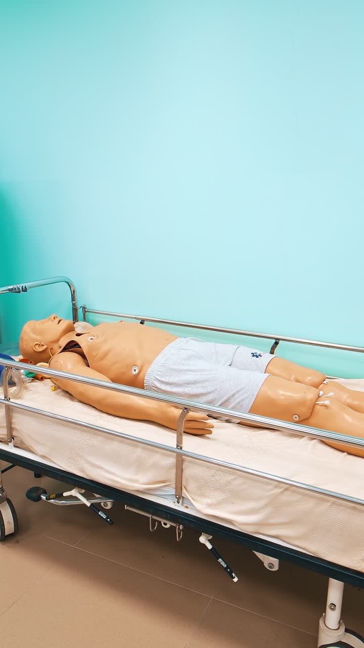 Medical room with dummy. Medical dummy intended for training medical personnel to various necessary skills