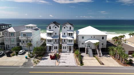 beautiful beachfront houses and scenic beach view