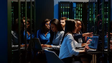 team working in a data center