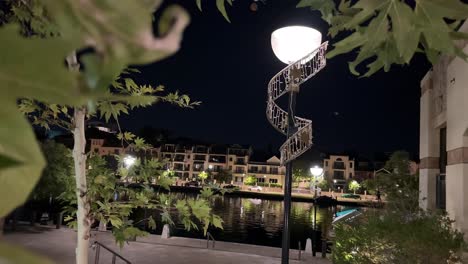 tranquil evening with leaves blowing in gentle breeze at christmas time at claisebrook cove, east perth