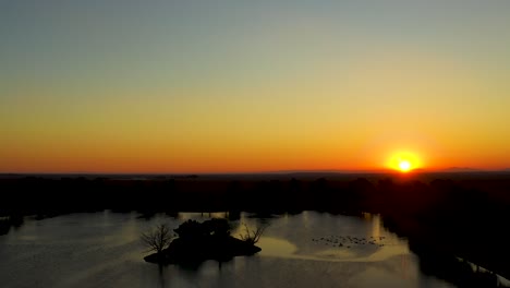 sunrising over desert lake