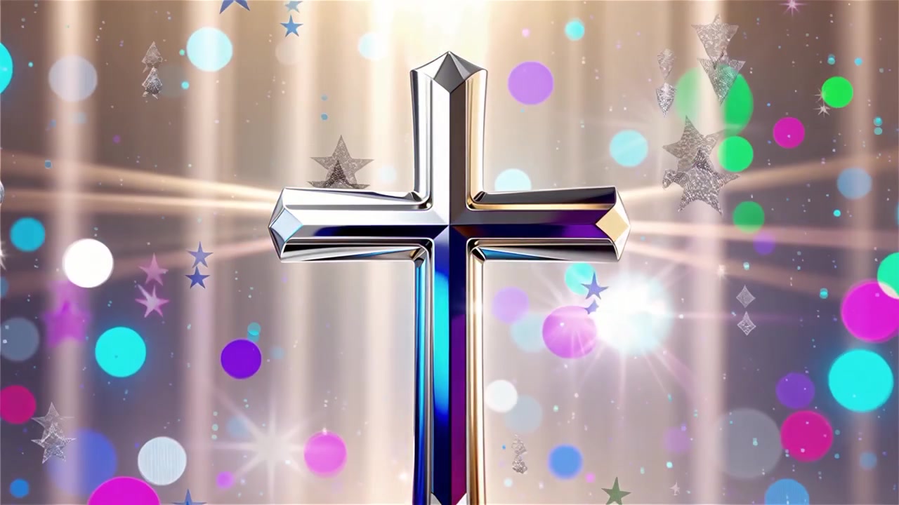 Cruz Cristiana con Luz Celestial, Fondo para Adoración.