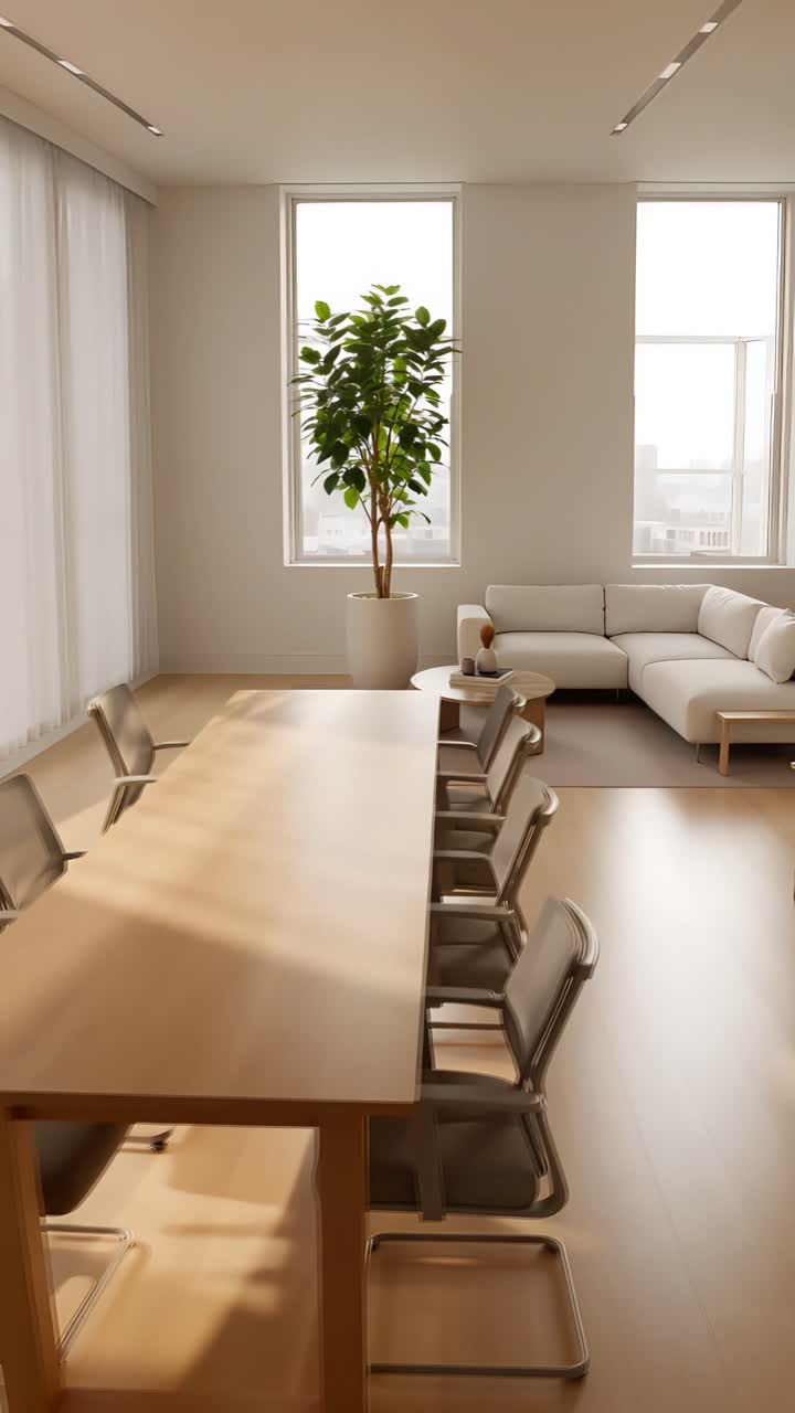 Interior Estético de Espacio de Coworking Moderno 4K