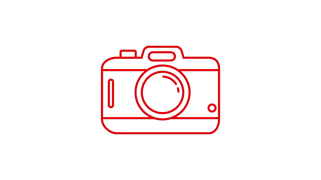 Animated Red Outline of a Camera Icon on White Background