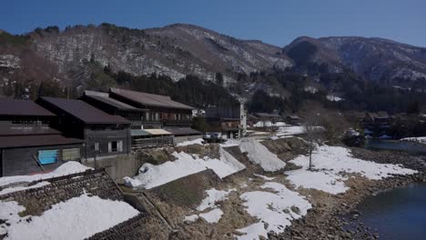 beautiful landscape of gifu japan, pan over shirakawago village