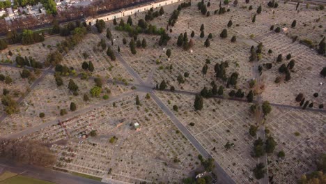 Toma-Aérea-De-Arriba-Hacia-Abajo-Del-Cementerio-Abandonado-De-Chacarita-En-Buenos-Aires