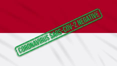 monaco swaying flag with a green stamp of freedom from coronavirus, loop