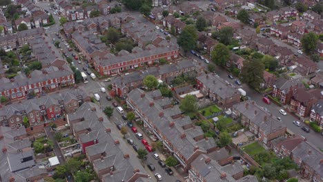 drone shot orbiting old trafford suburbs 03