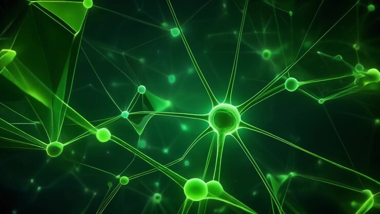 Abstract Neural Network Connection with Glowing Green Nodes