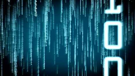 Binary blue particles falling in Matrix. Seamless network concept with alpha