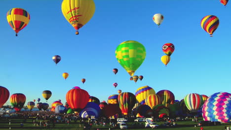 Hot-Air-Balloons-Rise-Against-A-Blue-Sky-At-The-Albuquerque-Balloon-Festival