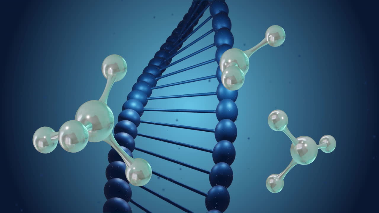dna 줄을 가로질러 움직이는 분자의 애니메이션