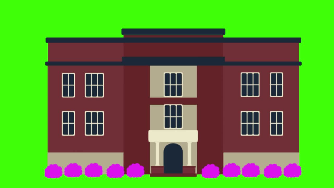 schermo verde, edifici, scuola