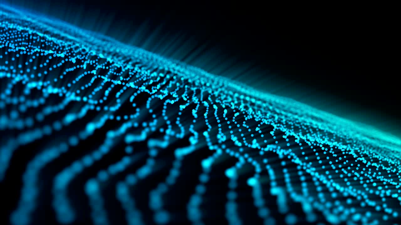 4k club music particles field dance motion background neon technological style loop blue