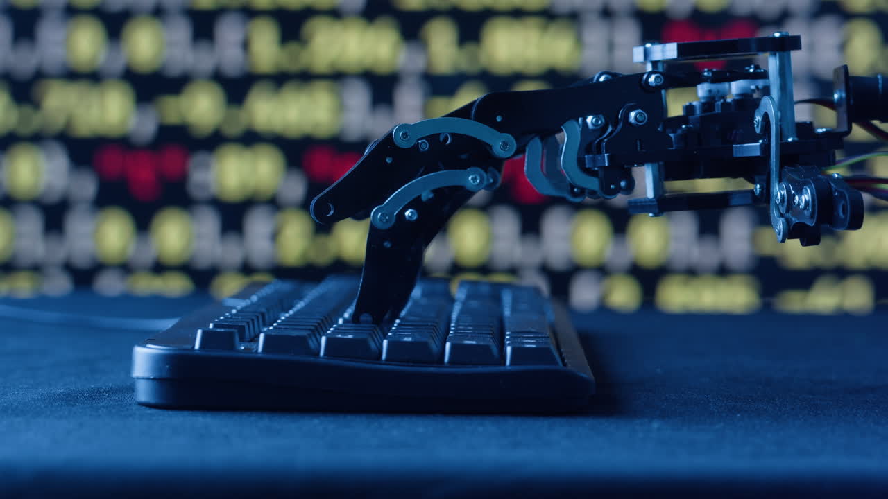 robot che scrive su una tastiera