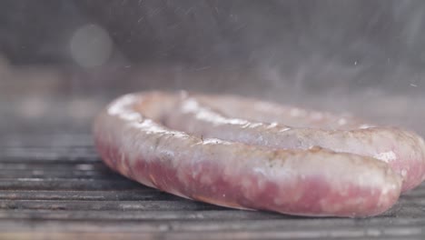 salchichas de carne frita en la parrilla