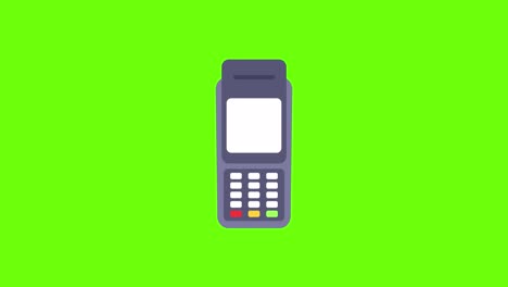 payment by credit card through a pos terminal. payment not accepted. flat style. 4k animation. green screen