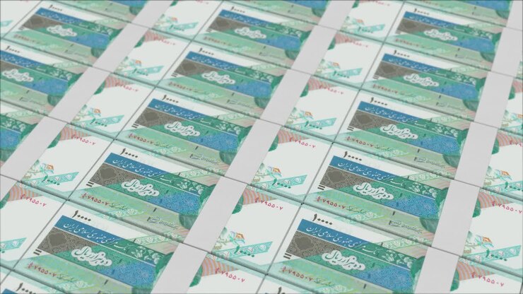 10000 IRANIAN RIAL banknotes printed by a money press