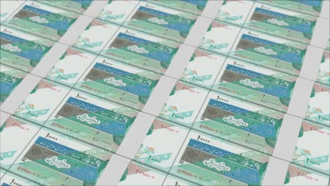 billetes de 10000 riales iraníes impresos por una imprenta de dinero