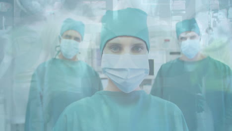 animación de trabajadores de la salud que usan máscaras de coronavirus covid-19