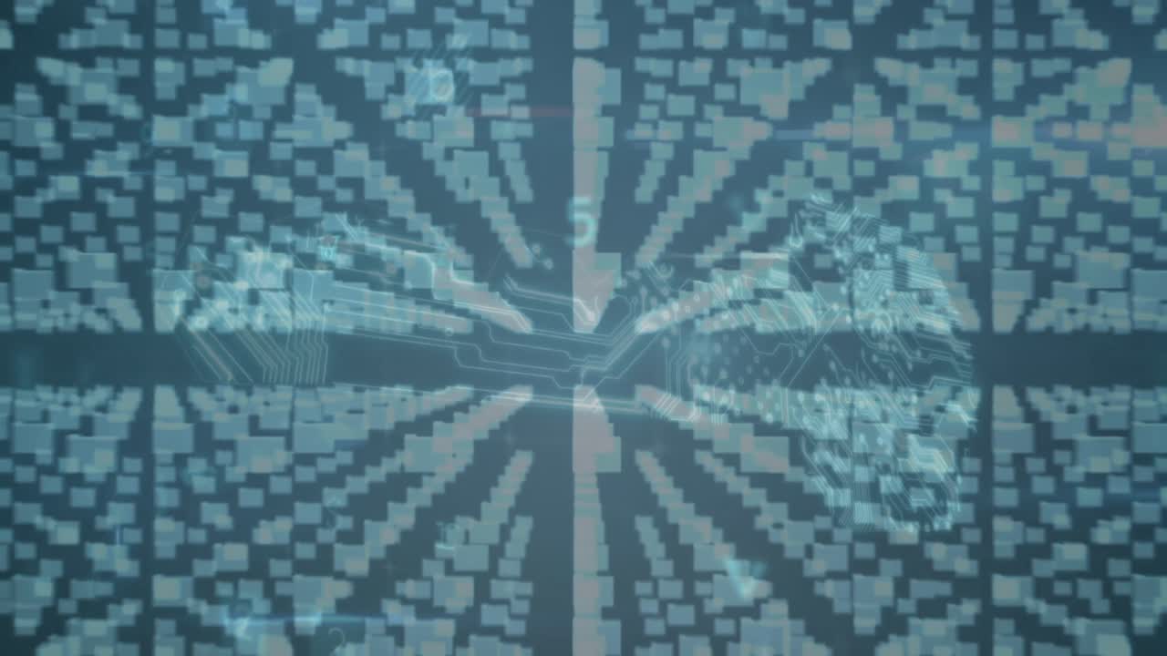 Animation of floating multiple folders and online security padlock