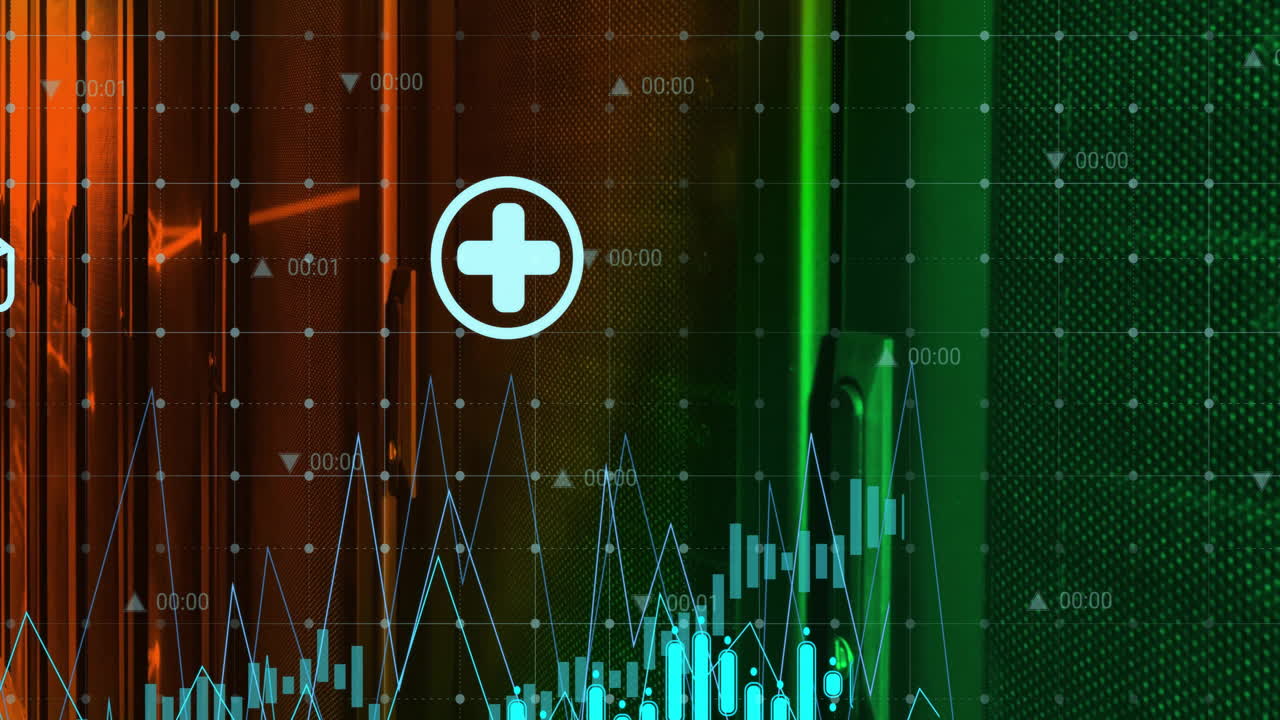animación del procesamiento de datos digitales a través de servidores informáticos