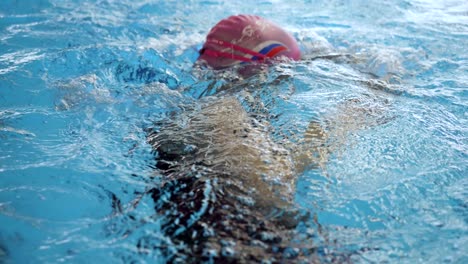 person swimming in a pool