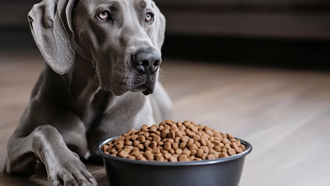Greyhound Dog Eating Dog Food