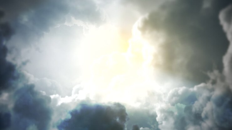 Cinematic background with cloudy and sun with motion camera