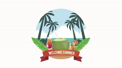 letras de bienvenida de verano con cócteles