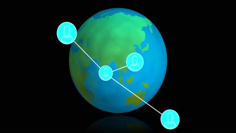 Animation-Des-Netzwerks-Von-Verbindungen-Mit-Menschensymbolen-Auf-Der-Ganzen-Welt