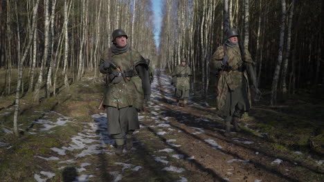 german soldiers in a winter forest