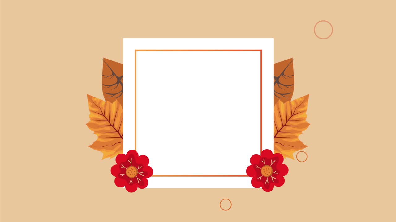 autumn season floral square frame