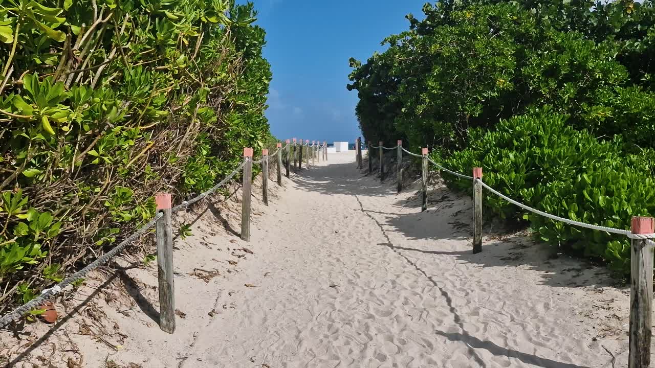 Sandy Pathway To South Beach Miami, Florida USA on Hot Sunny Day