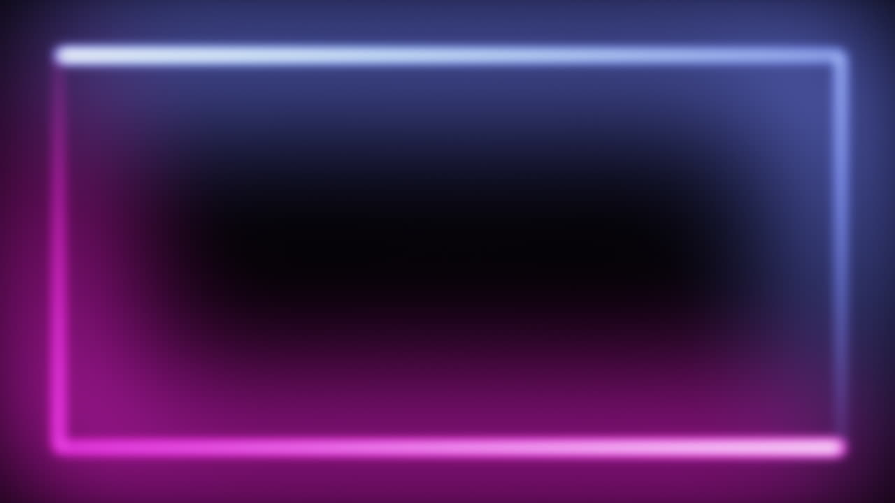 un marco de dos grandes rectángulos rosados y azules , tono ámbar de neón , que fluye en sentido contrario a las agujas del reloj , movimiento rápido , fondo oscuro