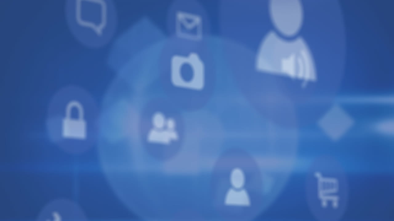 animación de las redes en fondo azul