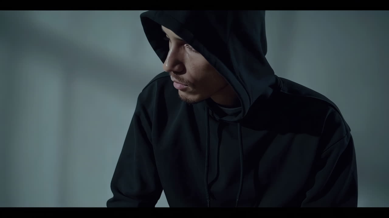 Man Sitting Alone in an Empty Room
