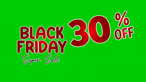 black friday 30 percent discount limited offer shop now text cartoon animation motion graphics on green screen for discount,shop, business concept video elements