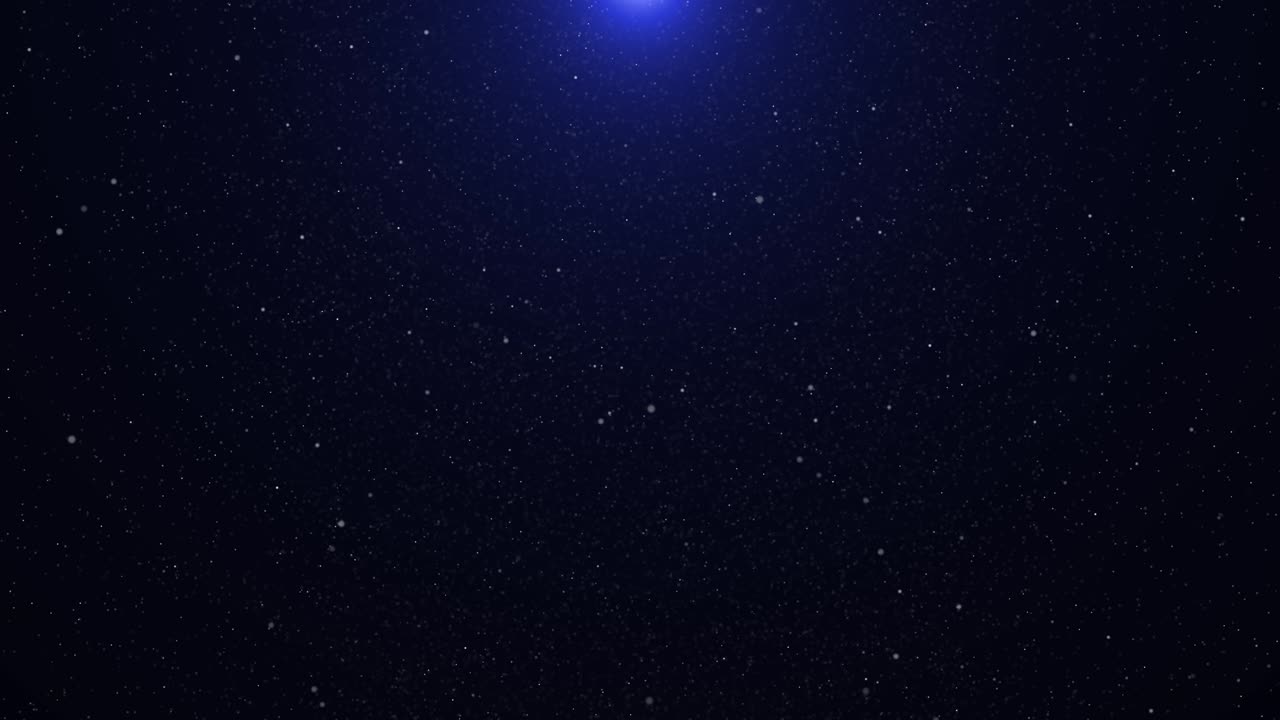 Blue flare light beam with smoke dust particle effect spotlight with flying particles background