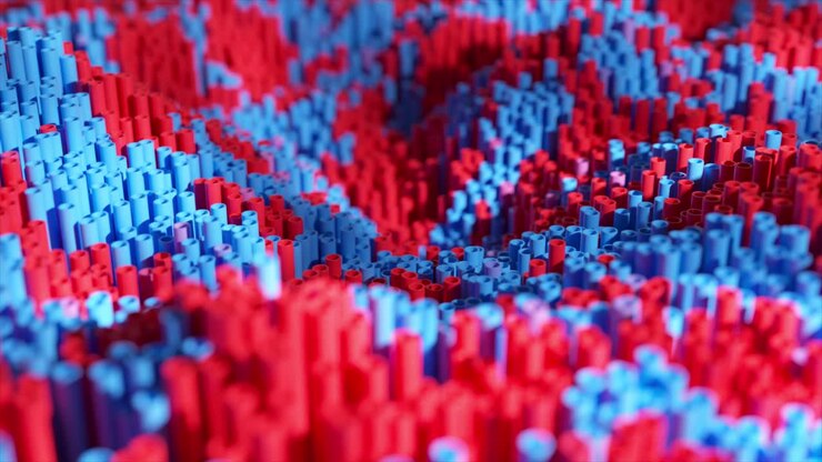 Abstract Red and Blue Cylinders Pattern