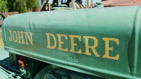 Very-Old-Green-John-Deere-Tractor--Pan-Shot